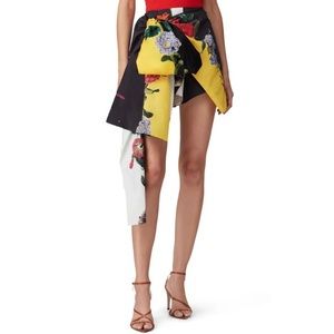 Oscar de la Renta Ivory Floral Print Asymmetrical Wrap Skort Size 6